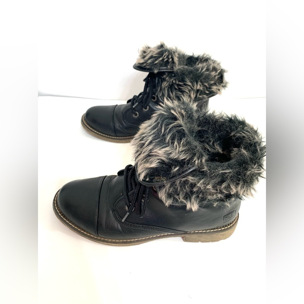 Dirty Laundry Faux Black Leather & Fur Right Time Combat Boots - Women's Sz 8.5 - Picture 2 of 13